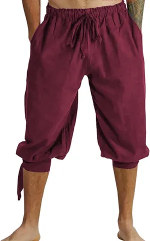 GRAJTCIN Medieval Pirate Pants Men Short Renaissance Viking Lace Up Cosplay