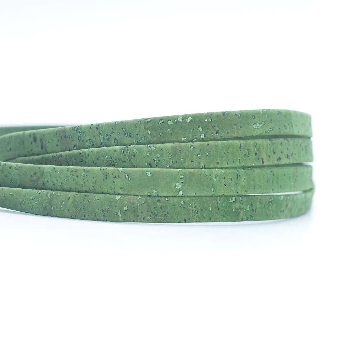 Green 10mm flat cork cord COR-353 (10meters)