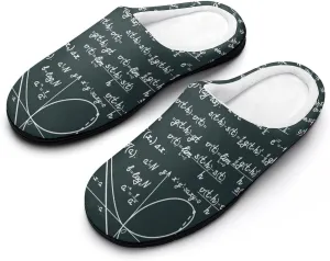 Handwritten Math Formulas Pattern Slippers for Women Girls Warm Plush Indoor Outdoor Shoes Non Slip