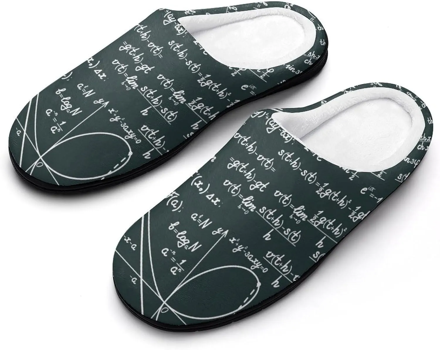 Handwritten Math Formulas Pattern Slippers for Women Girls Warm Plush Indoor Outdoor Shoes Non Slip