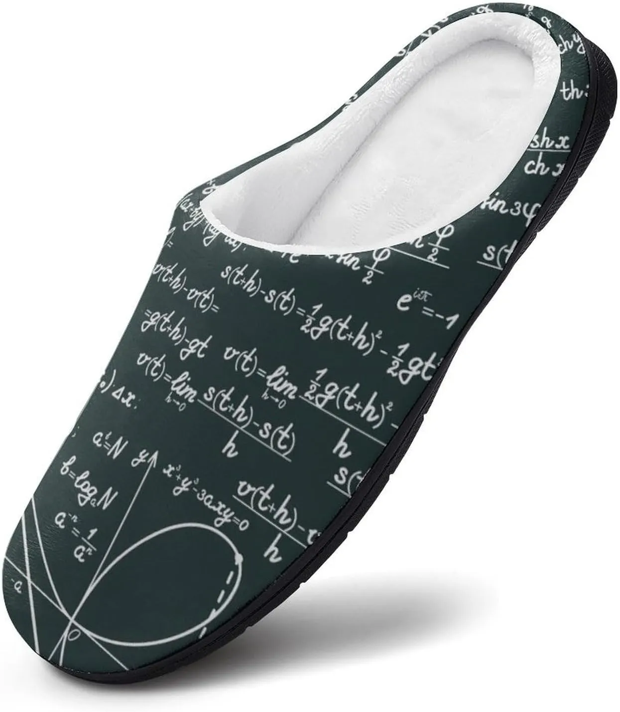 Handwritten Math Formulas Pattern Slippers for Women Girls Warm Plush Indoor Outdoor Shoes Non Slip