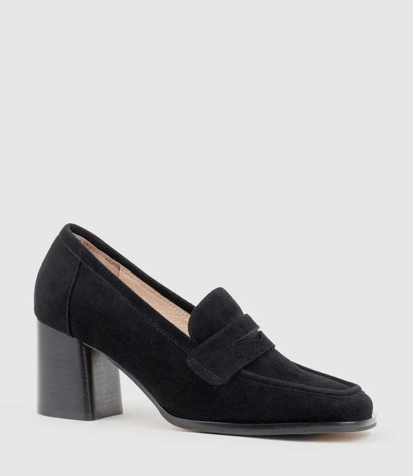HAZEL65 Albert Throat Pump in Black Suede
