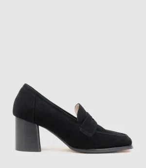 HAZEL65 Albert Throat Pump in Black Suede