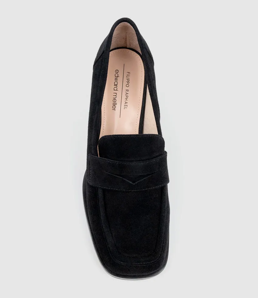 HAZEL65 Albert Throat Pump in Black Suede