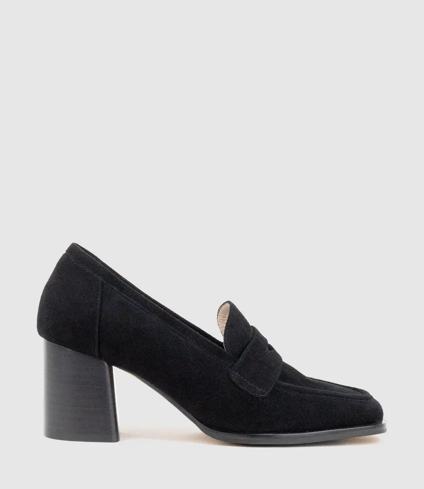 HAZEL65 Albert Throat Pump in Black Suede