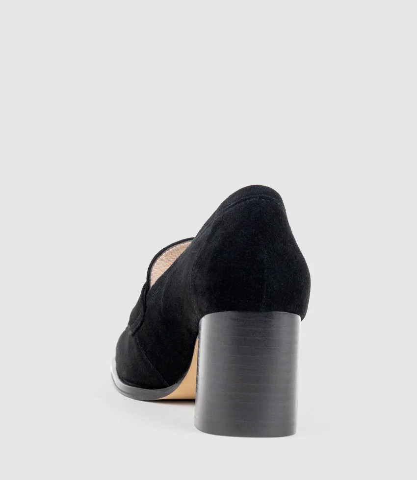 HAZEL65 Albert Throat Pump in Black Suede