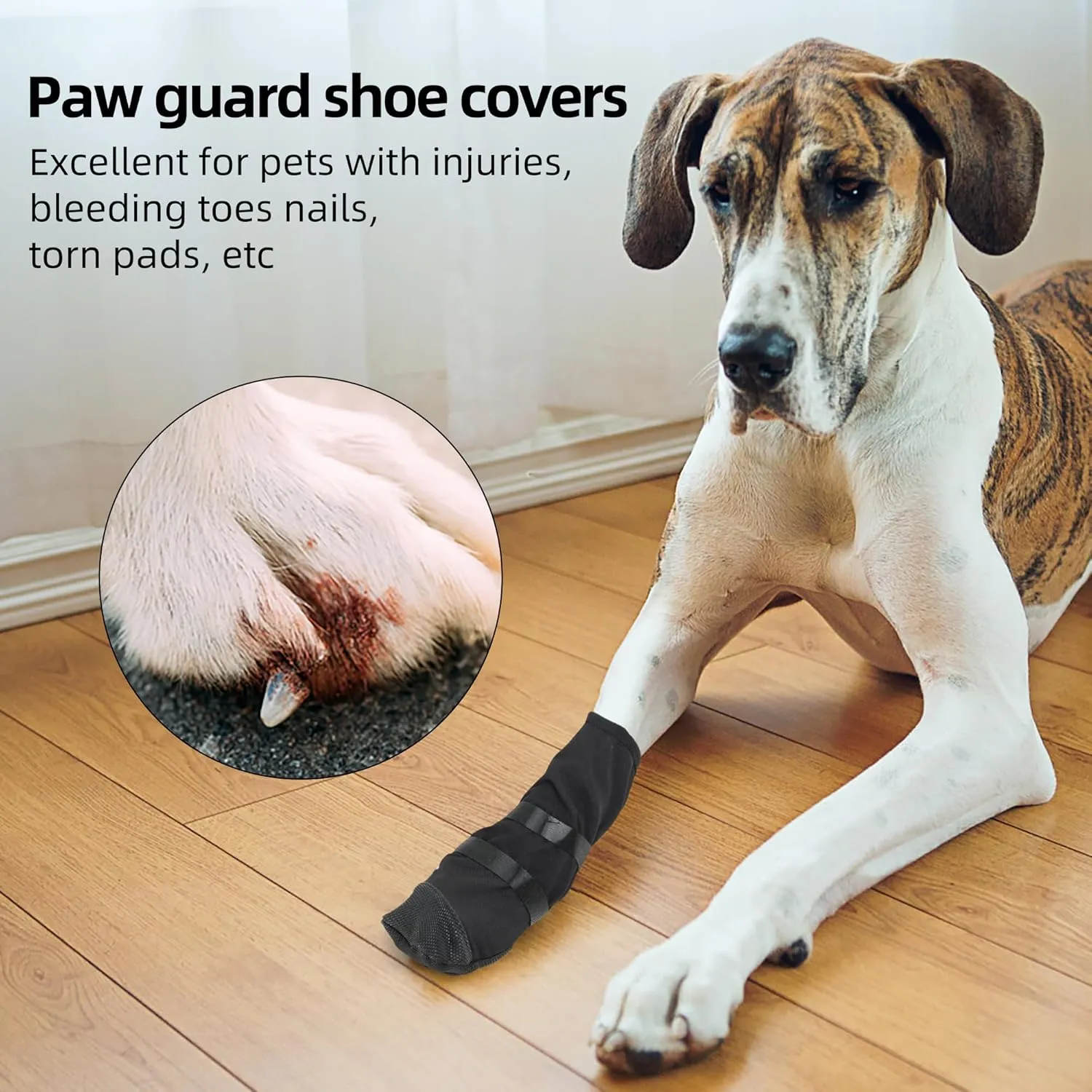 HDKUW Dog Wound Recovery Boot, Waterproof Dog Bootie for Injured Paw, Anti-Slip Dog Shoe Breathable Dog Paw Protector from Licking Wounds S