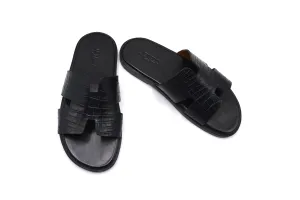 Hermes Black Alligator Leather Slipper