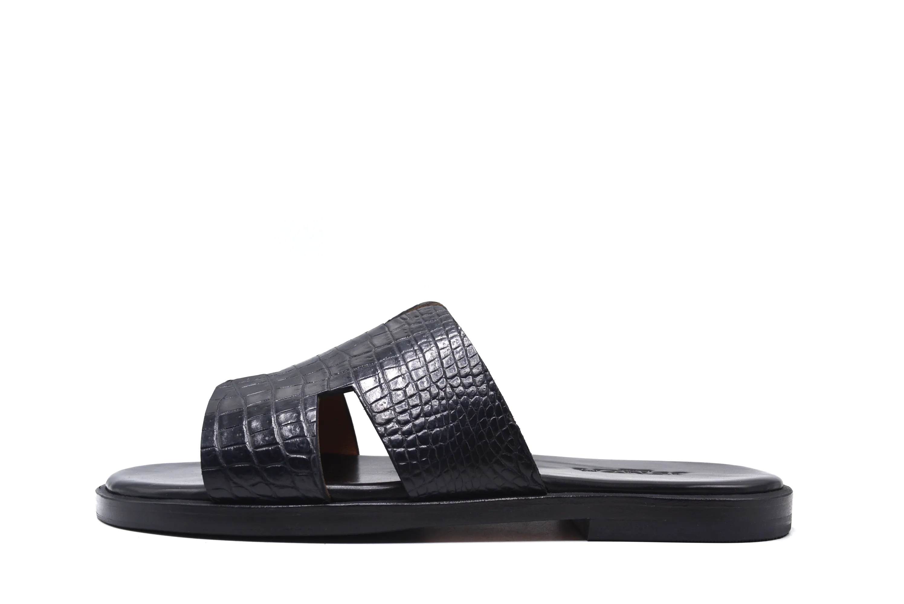 Hermes Black Alligator Leather Slipper