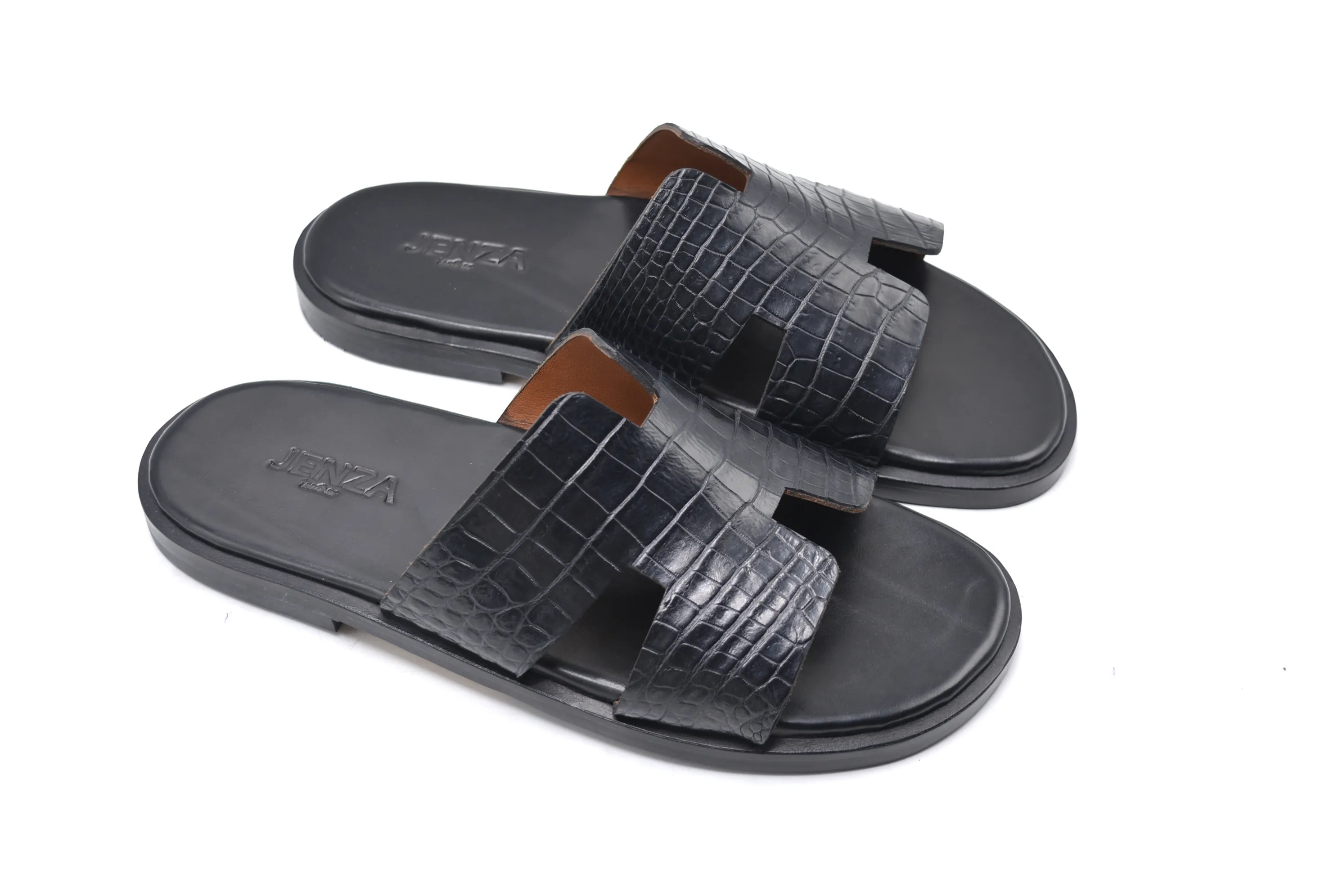 Hermes Black Alligator Leather Slipper