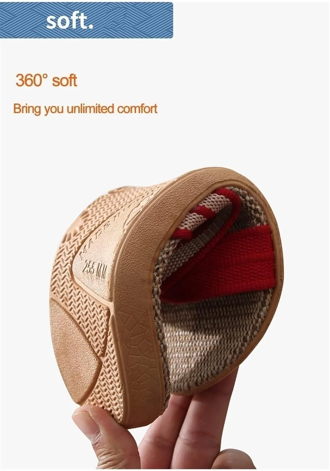 HOLLYWEED Fashion Neutral Linen Summer Beach Shoes Non-Slip Indoor Slippers