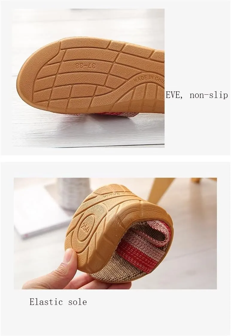 HOLLYWEED Fashion Neutral Linen Summer Beach Shoes Non-Slip Indoor Slippers