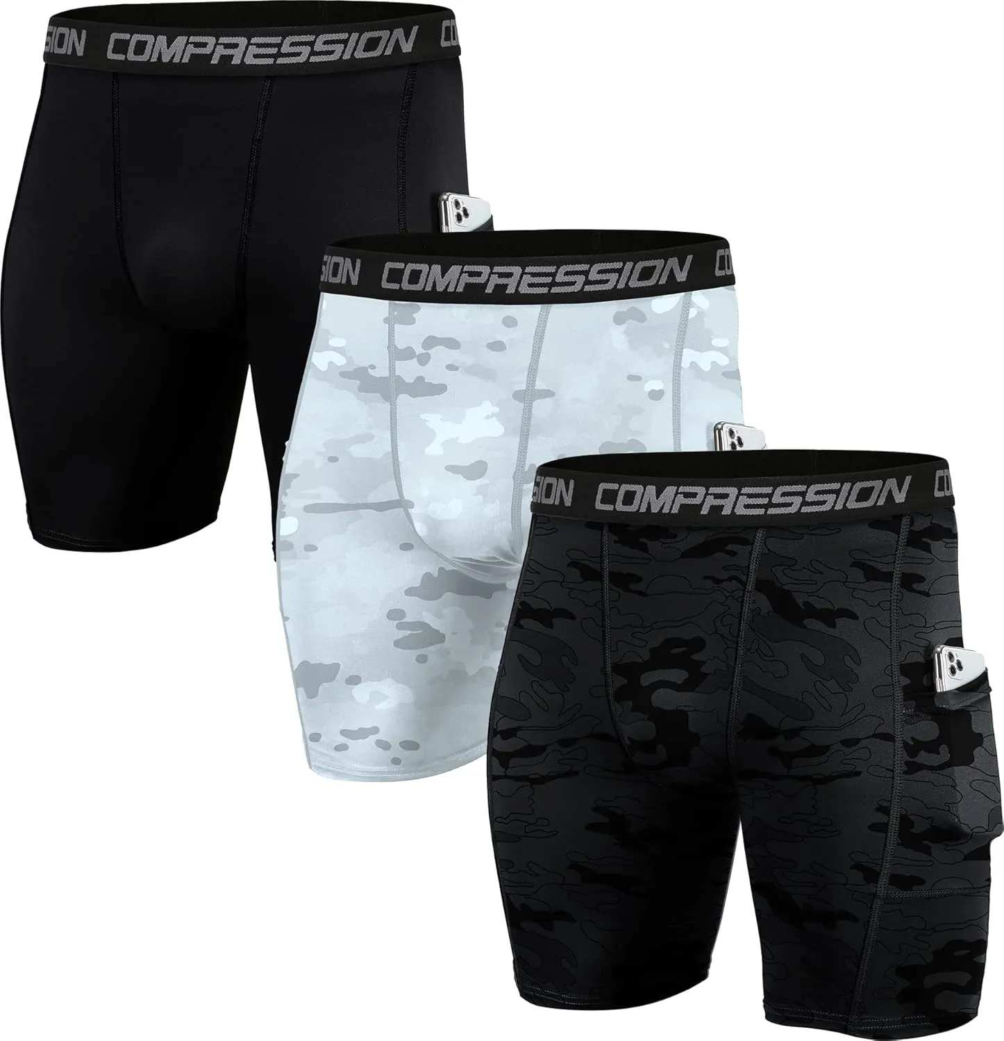Holure Men's Performance Compression Shorts Athletic Workout Running Underwear (3 or 5 Pack)