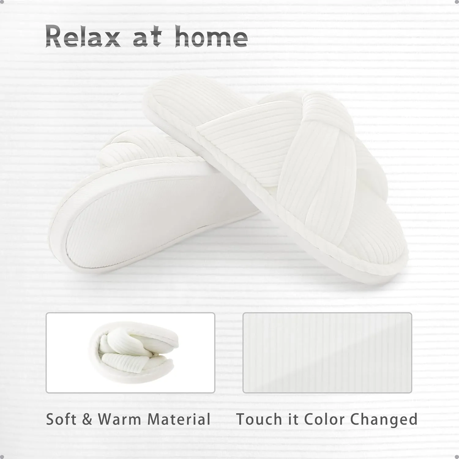 House Slippers for Women Indoor Cute Comfy Open Toe Crossband Slipper for Woman Girls and Ladies use in Bedroom, Living room and Outdoor around the Home