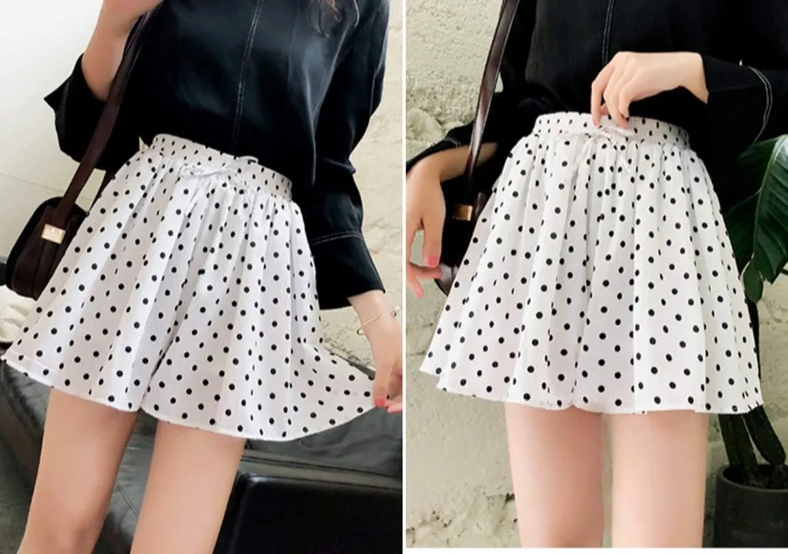 HOW'ON Women's Summer Casual Comfy Culottes Shorts Elastic Waist Wide Leg Shorts