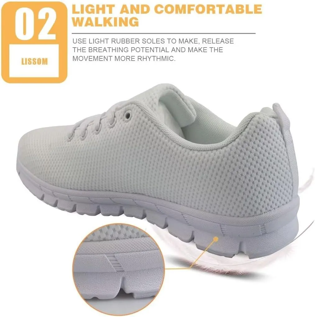HUGS IDEA Women's Running Sneakers Cute Yorkshire Terrier Pattern Soft Breathable Walking Shoes