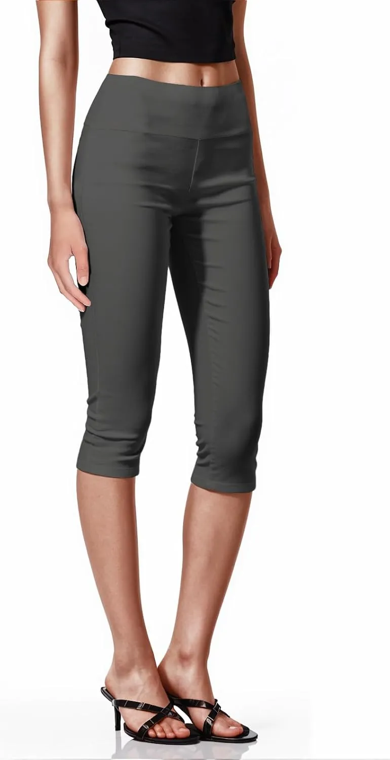 Hybrid & Company Womens Super Comfy Stretch Pull On Millennium Twill Capri Shorts