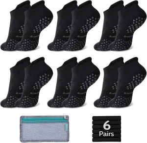 Hylaea Unisex Non Slip Socks with Grip for Yoga, Hospital, Pilates, Barre | Ankle, Cushioned