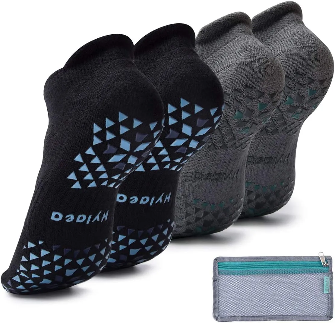 Hylaea Unisex Non Slip Socks with Grip for Yoga, Hospital, Pilates, Barre | Ankle, Cushioned