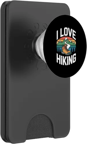I Love Hiking Mountain Trail Enthusiast PopSockets PopWallet for MagSafe