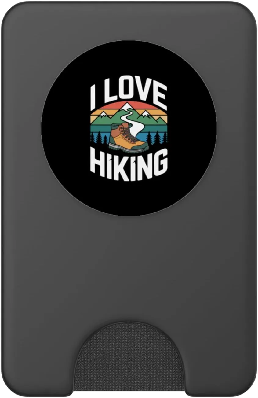 I Love Hiking Mountain Trail Enthusiast PopSockets PopWallet for MagSafe