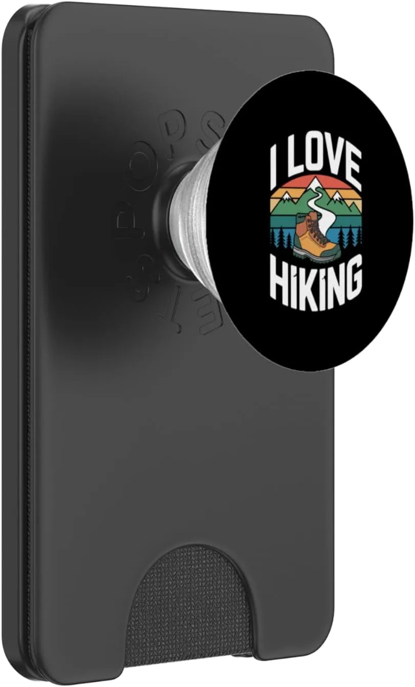I Love Hiking Mountain Trail Enthusiast PopSockets PopWallet for MagSafe