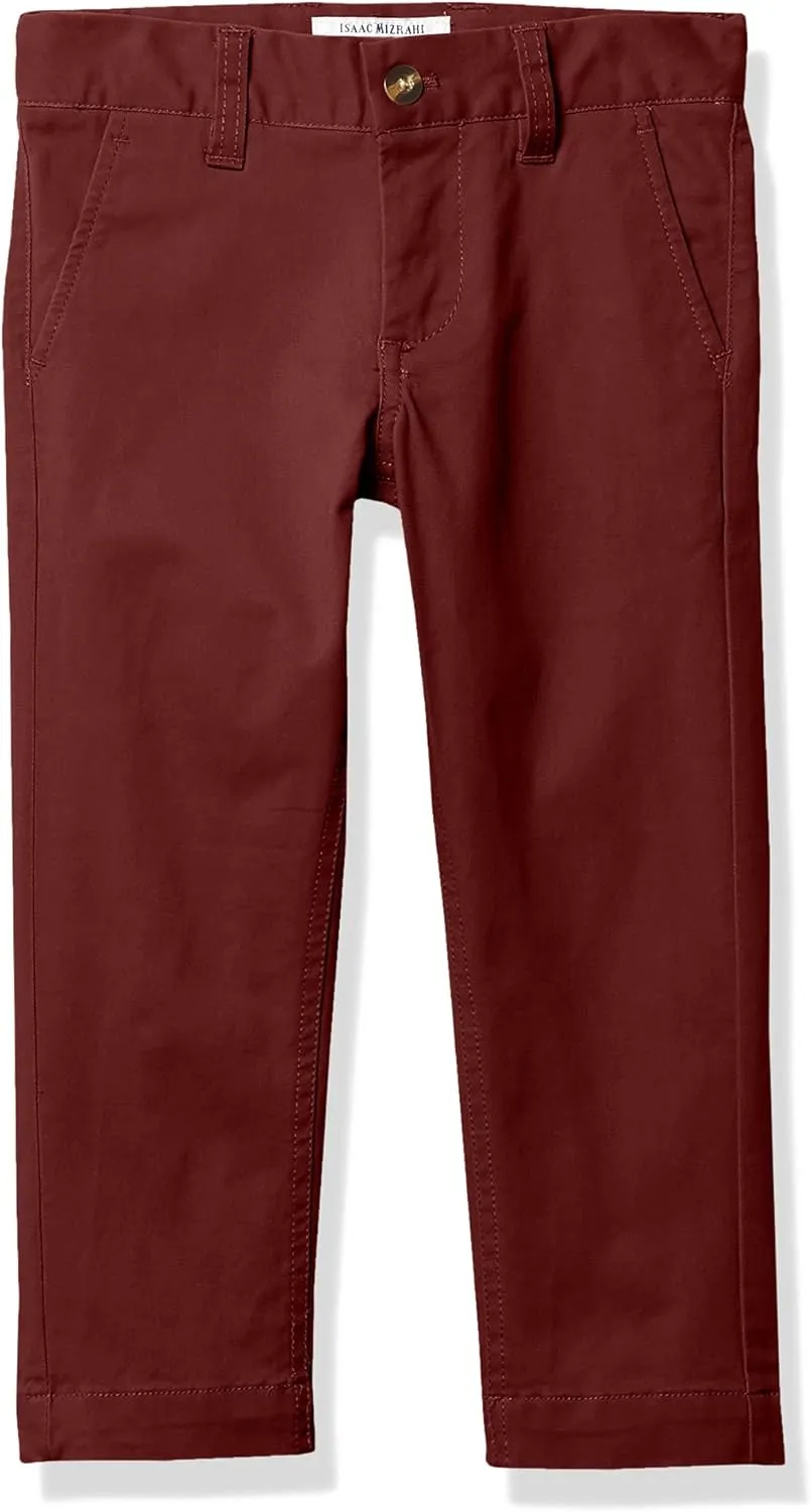 Isaac Mizrahi Boy's Slim Fit Adjustable Waist Stretch Cotton Pant
