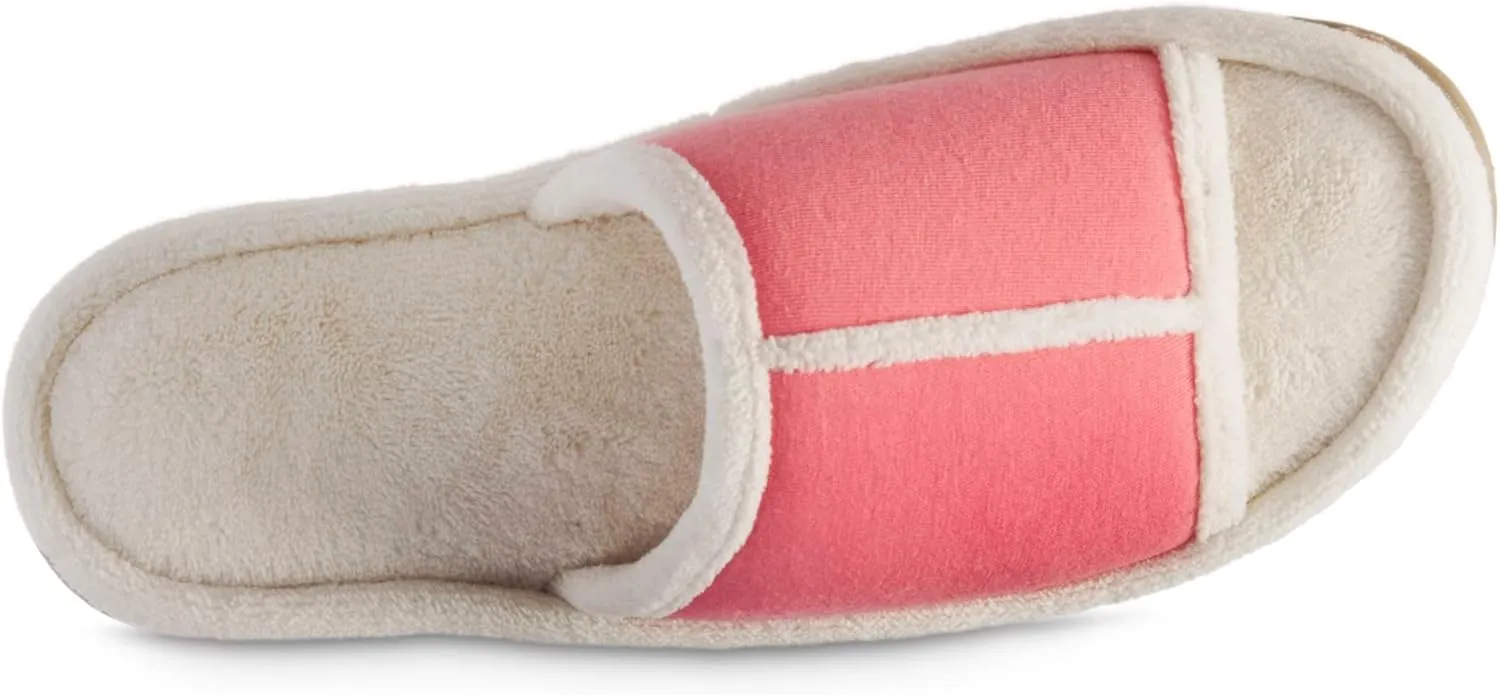 isotoner Womens Microterry Floral Print/Jersey Slide Slippers