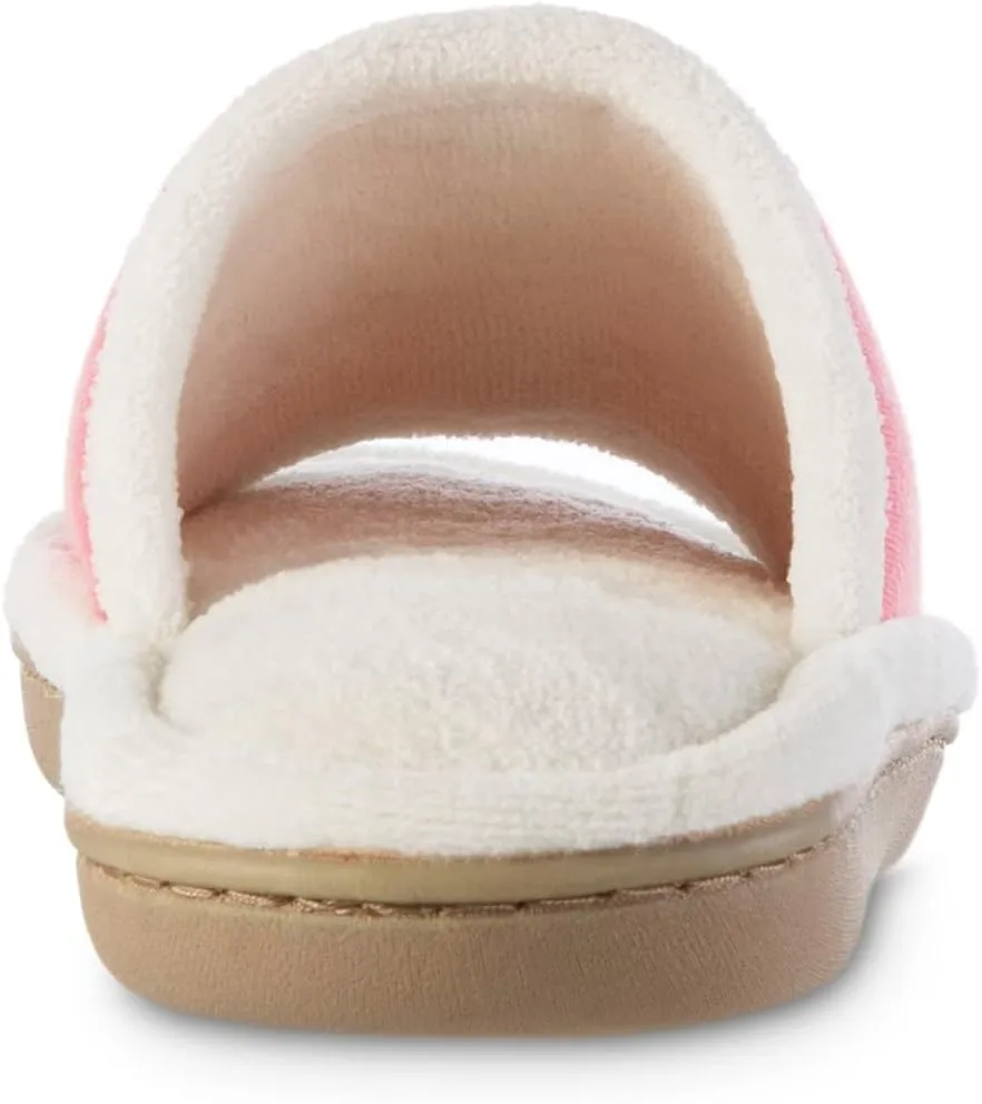 isotoner Womens Microterry Floral Print/Jersey Slide Slippers