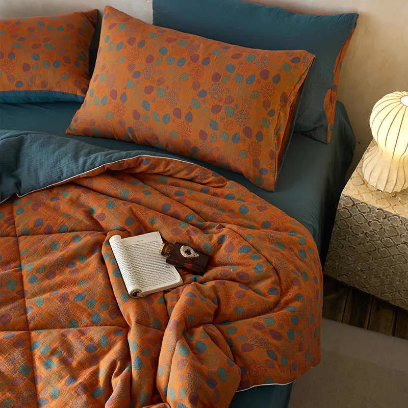 Jacquard Leaf Cotton Gauze Comfy Bedding