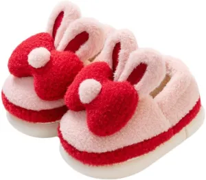 JadeRich Girls Fuzzy Bunny Slippers Anti-Skid Soft Warm Fleece House Shoes with Rabbit Ear Cushioned Winter Slipper for Toddlers/Little Kids