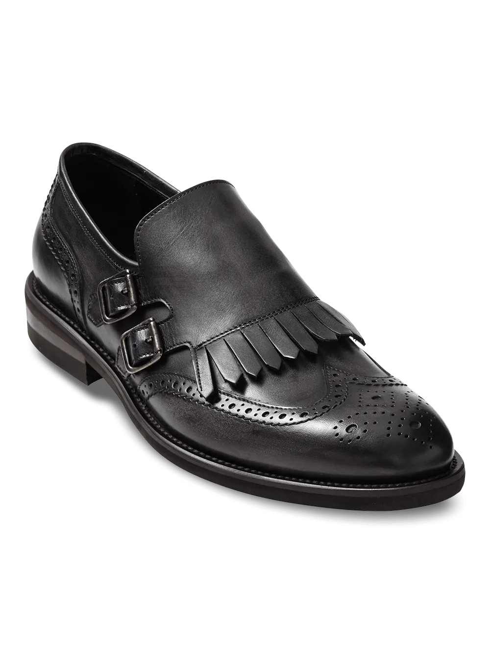 James Kiltie Monk Strap Loafer - Charcoal
