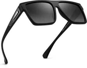 JIM HALO Retro Polarized Sunglasses Men Women Flat Top Square UV400 Glasses for Driving Fishing Hiking Golfing
