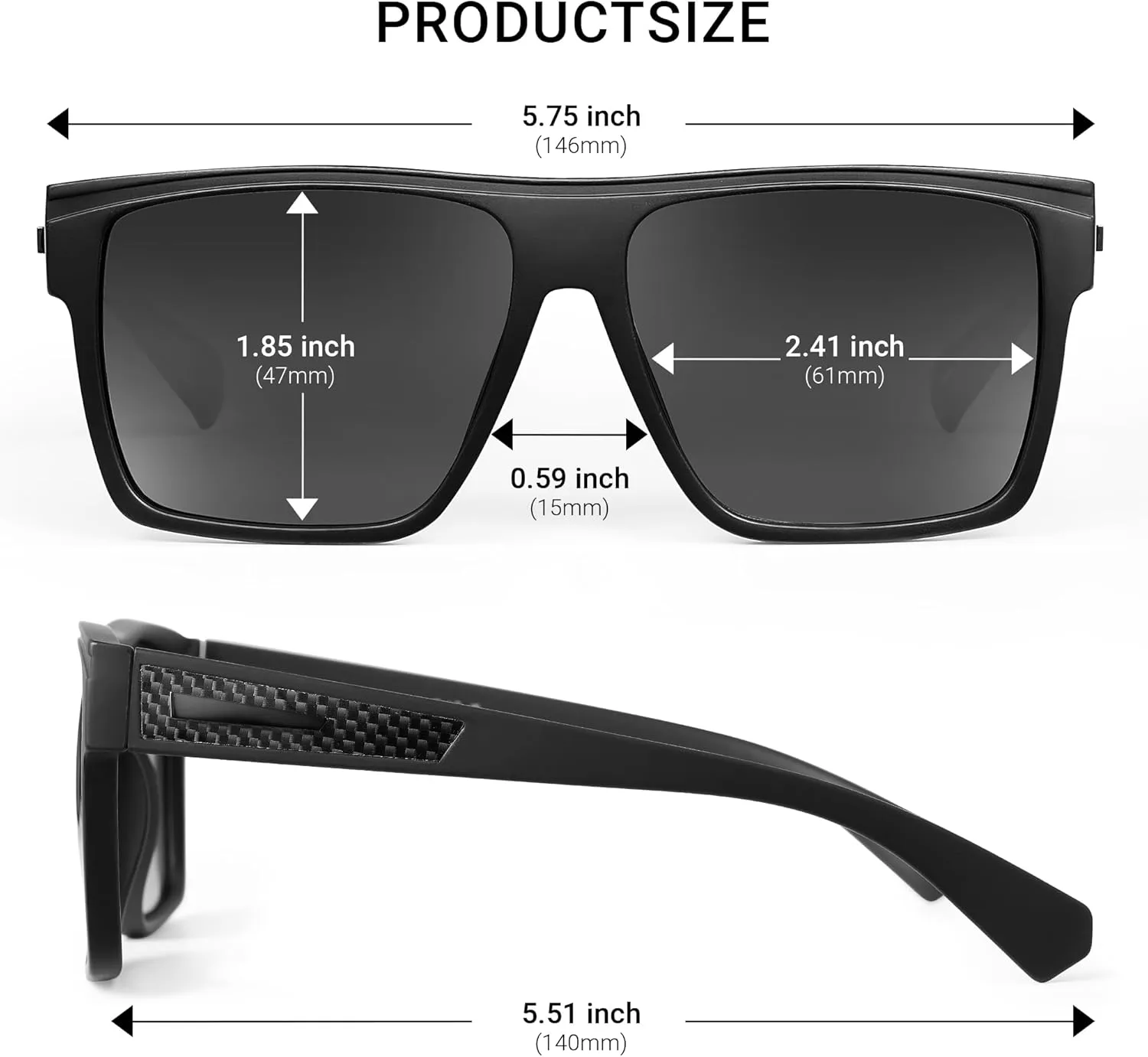 JIM HALO Retro Polarized Sunglasses Men Women Flat Top Square UV400 Glasses for Driving Fishing Hiking Golfing