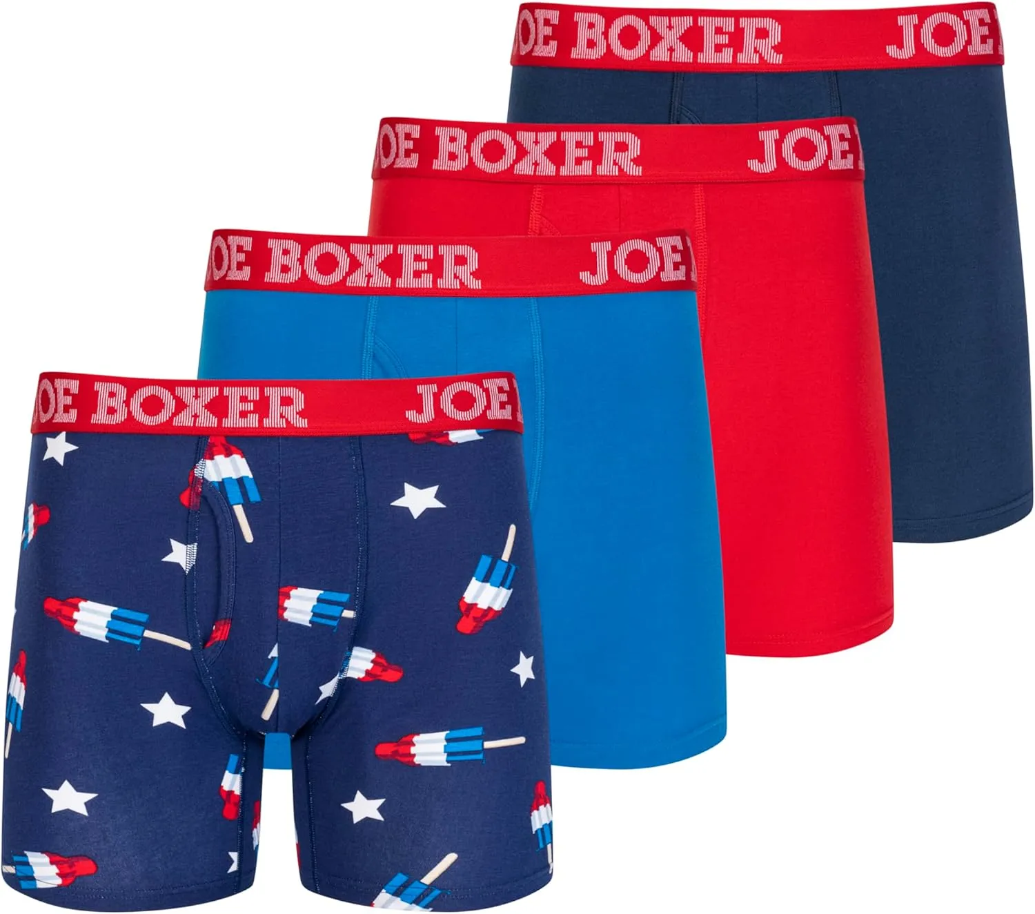 JOE BOXER Mens Boxer Briefs 4-Pack, Comfy and Breathable Spandex-Cotton Boxer Briefs, Mens Underwear Cotton Stretch