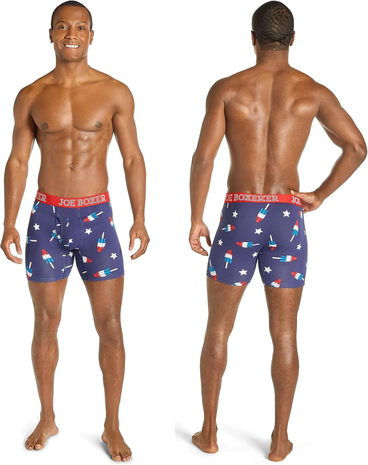 JOE BOXER Mens Boxer Briefs 4-Pack, Comfy and Breathable Spandex-Cotton Boxer Briefs, Mens Underwear Cotton Stretch