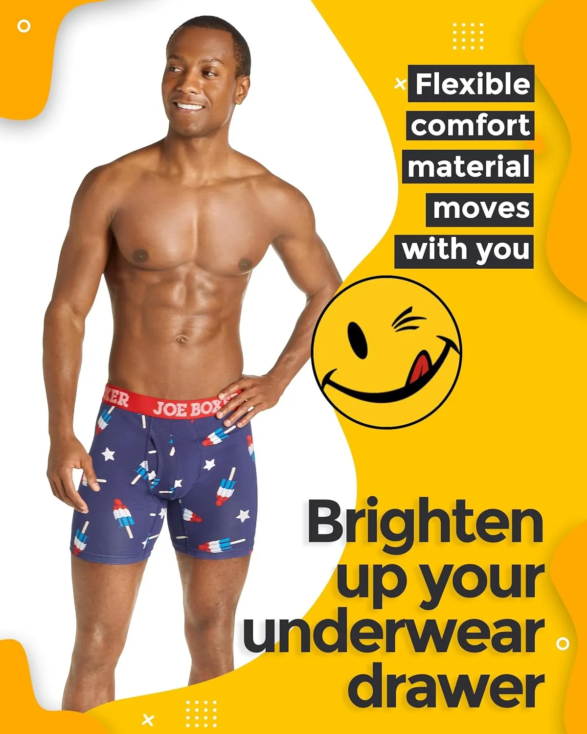 JOE BOXER Mens Boxer Briefs 4-Pack, Comfy and Breathable Spandex-Cotton Boxer Briefs, Mens Underwear Cotton Stretch