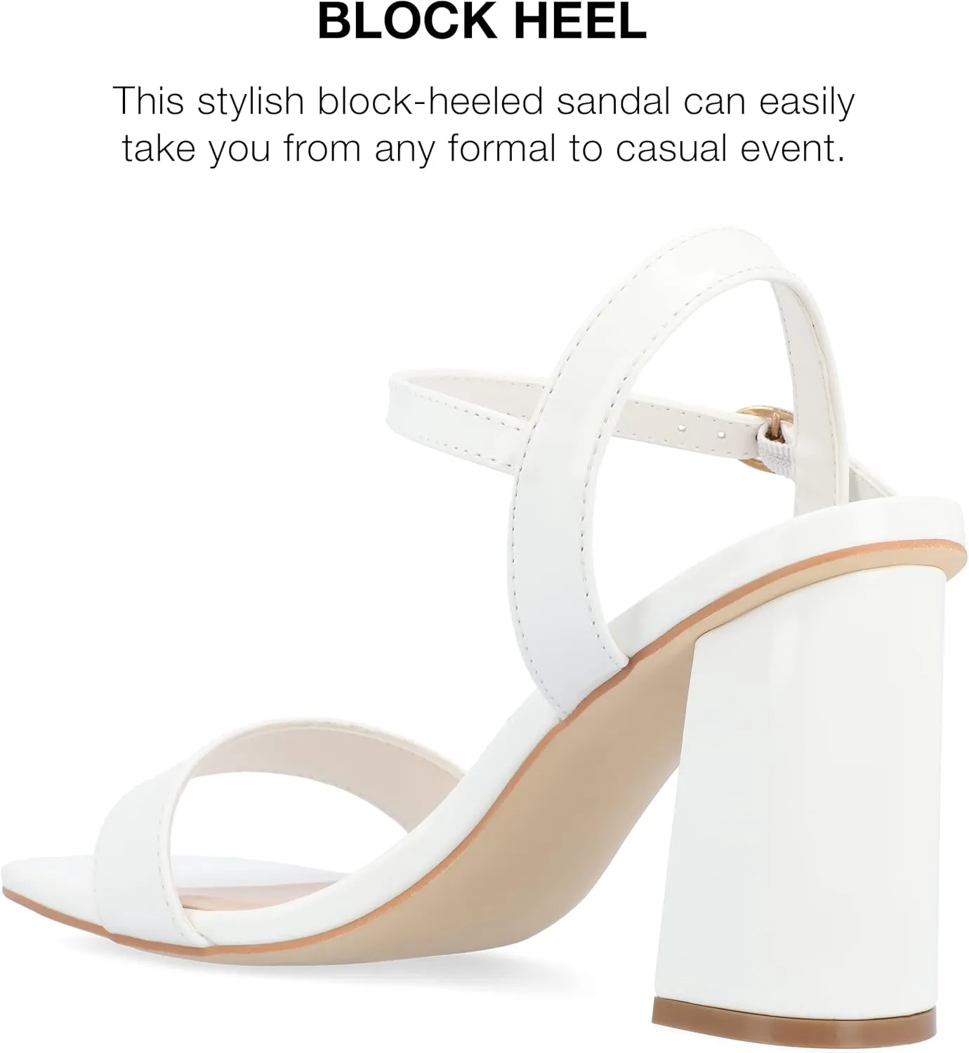 Journee Womens Open Square Toe Band Chunky Block Heel Buckle Ankle Strap Pump Padded Tivona Dress Sandal