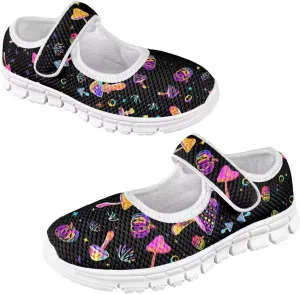 JoyLamoria Collie Print Girls Mary Jane Shoes Toddler and Little Kids Cartoon Flat Sneakers Lightweight Girls Walking Shoes Anti Slip