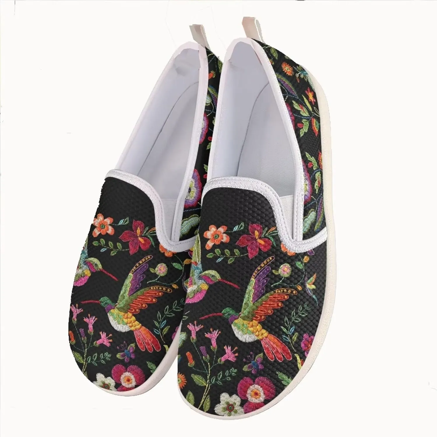 JoyLamoria Hummingbird Sneakers Walking Shoes Teens Adults Elastic Loafers and Flats Quick Drying Sneakers Slip On Shoes Arch Support