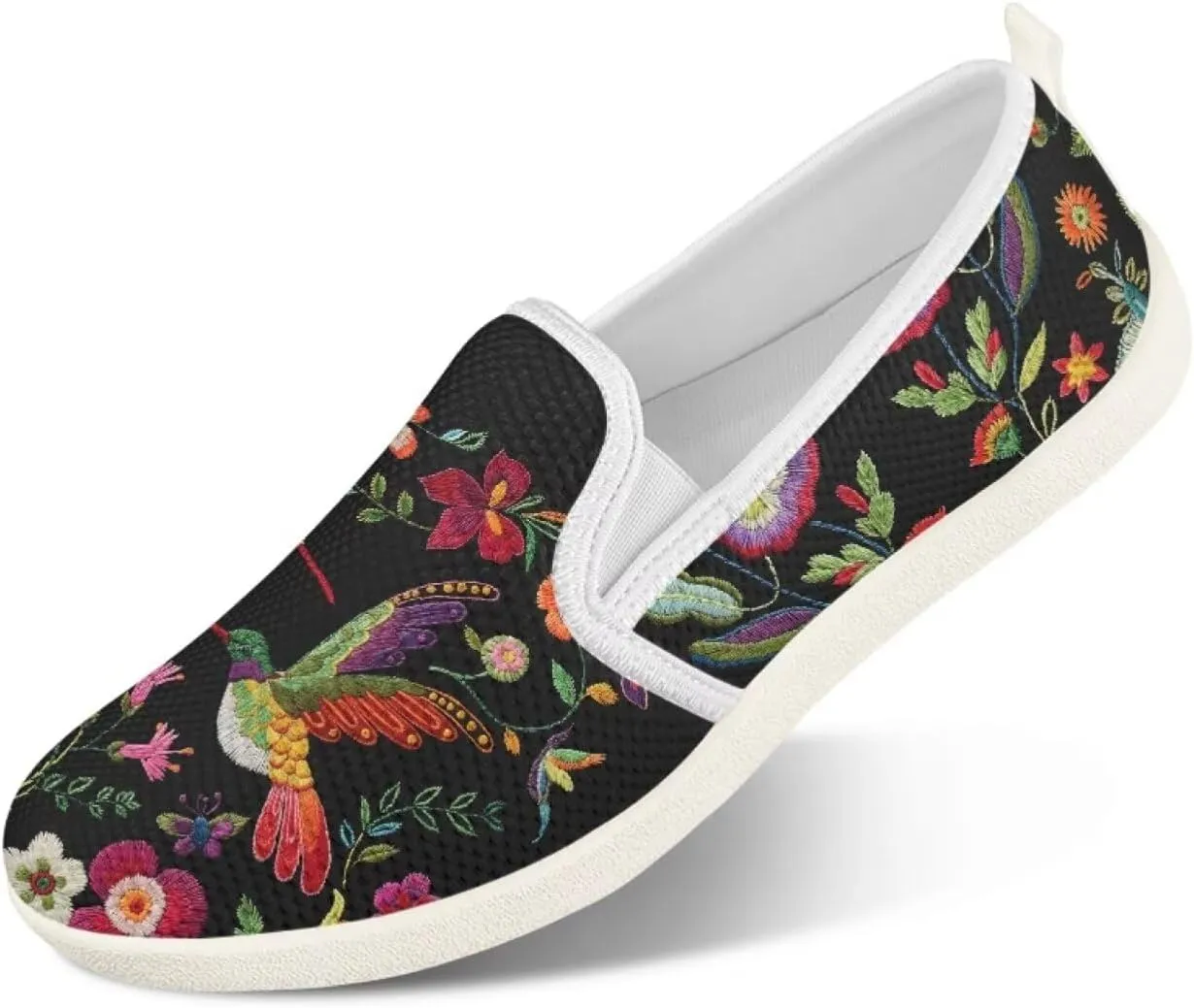 JoyLamoria Hummingbird Sneakers Walking Shoes Teens Adults Elastic Loafers and Flats Quick Drying Sneakers Slip On Shoes Arch Support