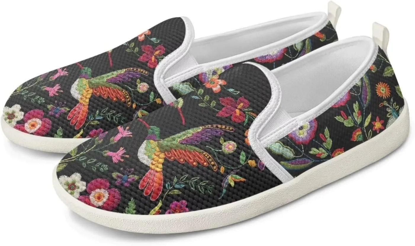 JoyLamoria Hummingbird Sneakers Walking Shoes Teens Adults Elastic Loafers and Flats Quick Drying Sneakers Slip On Shoes Arch Support