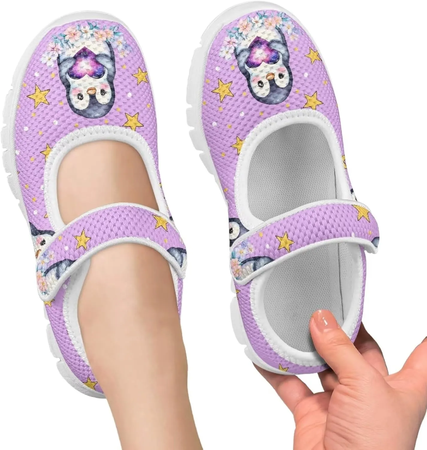 JoyLamoria Purple Mermaid Scales Print Toddler Little Flat Dress Shoes,Mary Jane Shoes Princess Birthday School Shoes for Girls Size 11-2.5