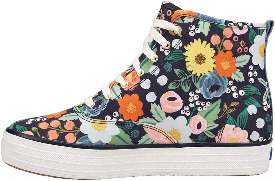 Keds Womens X The Platform Mid Vintage Blossom Lace Up Sneakers Shoes Casual - Blue