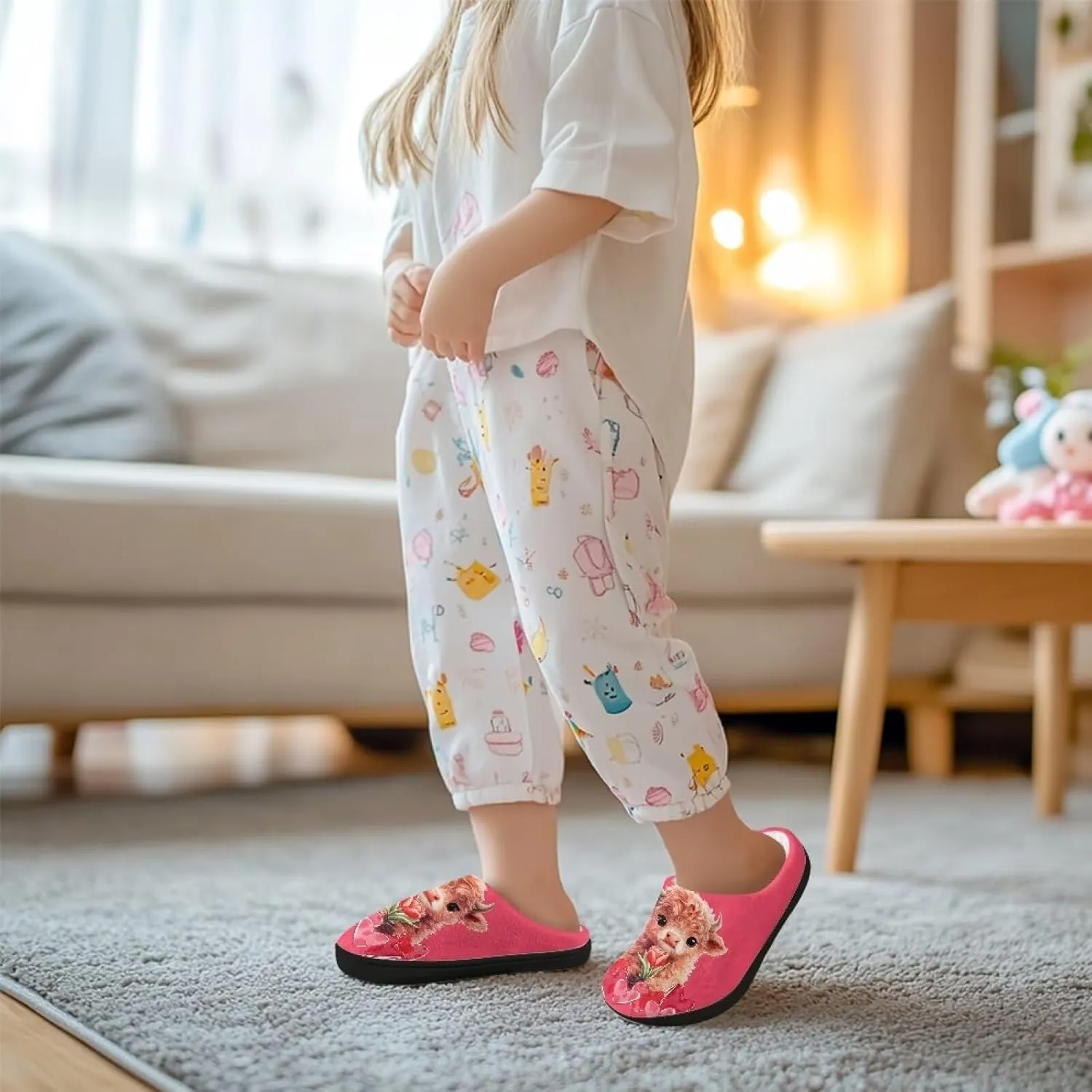 Kids Cotton Slipper Winter Warm Comfortable Fuzzy Fluffy Soft Breathable Non-Slip Home Outdoor Slippers for Toddler Boys GirlsLittle kids US 9-15