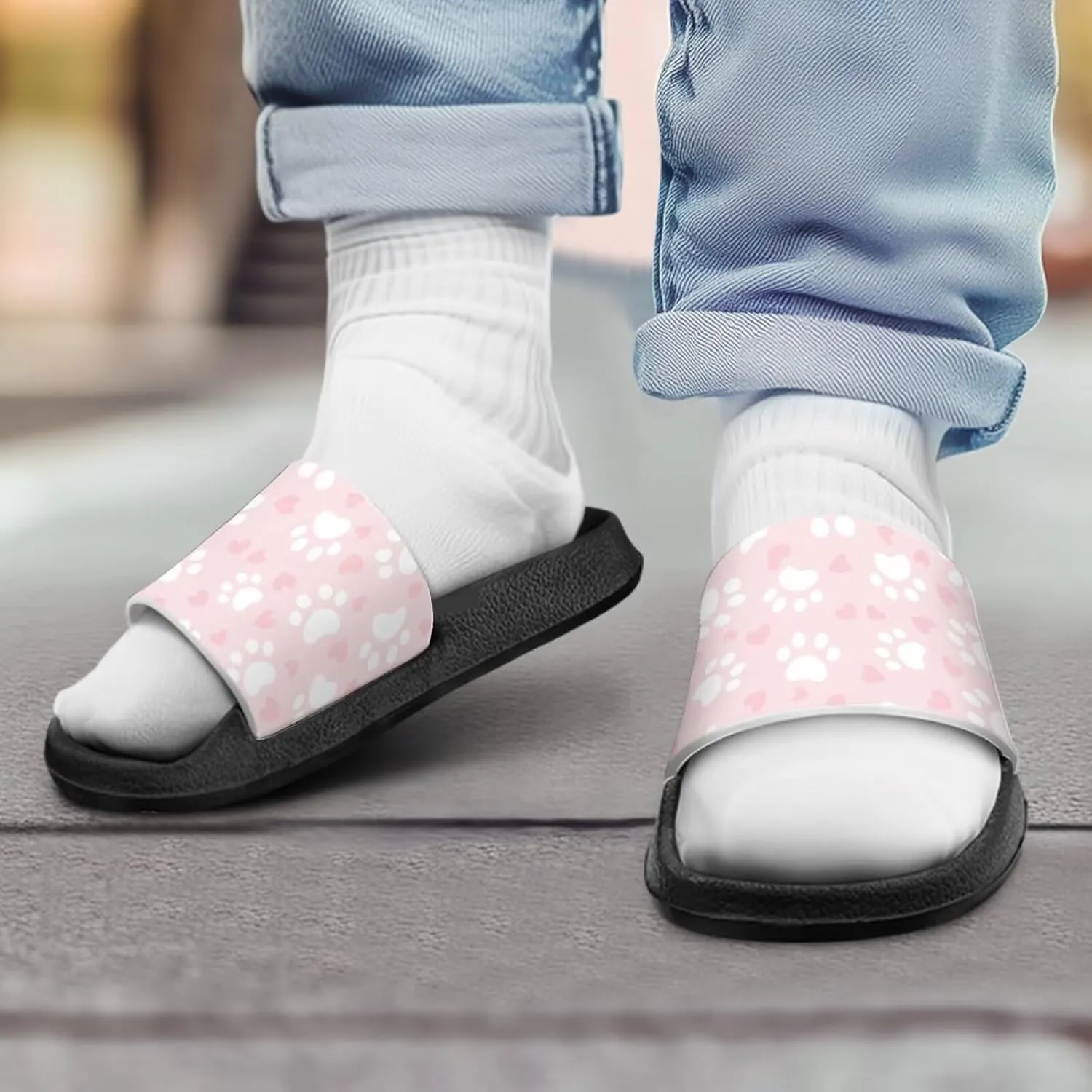 Kids Slides Girls Boys Toddlers Shower Slippers Cute Cartoon Open Toe Sandals Cushioned Thick Sole Beach Pool Shoes