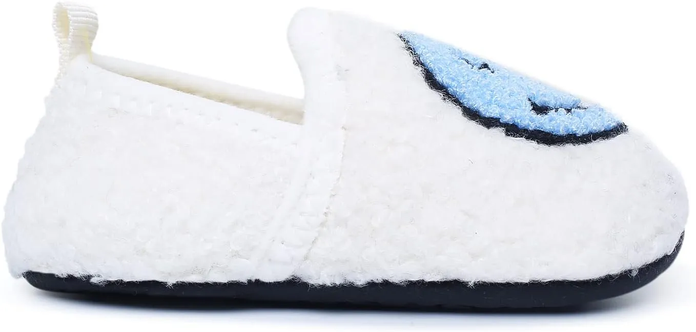 Kids Slippers Toddler Smile Face House Slippers Indoor Home Non-Slip Rubber Sole Shoes Warm Cozy Socks