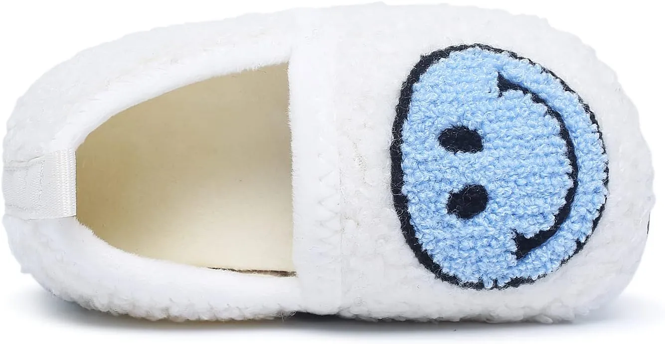 Kids Slippers Toddler Smile Face House Slippers Indoor Home Non-Slip Rubber Sole Shoes Warm Cozy Socks