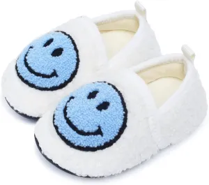 Kids Slippers Toddler Smile Face House Slippers Indoor Home Non-Slip Rubber Sole Shoes Warm Cozy Socks