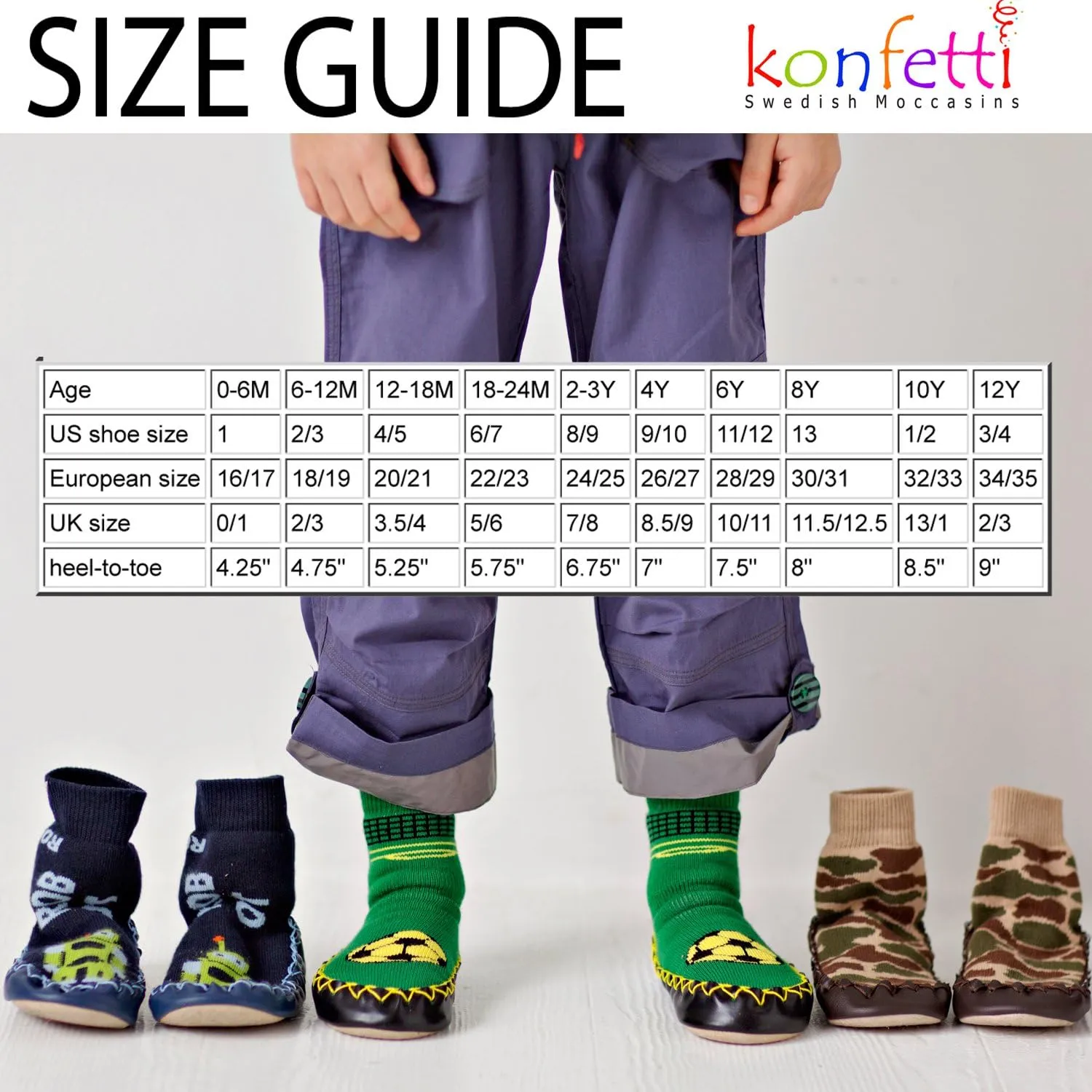 Konfetti Kids Swedish Moccasins House Slippers Shoes - Girls, Boys, Baby Slipper Socks - Home Footwear for Toddlers & Pre-School Children
